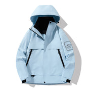 Herren multifunktionale Wasserfeste Softshell-Regenjacke mit abnehmbarer Fleece-Innenjacke Nord Taschen – Babyblau [Einzel-Outdoorjacke]