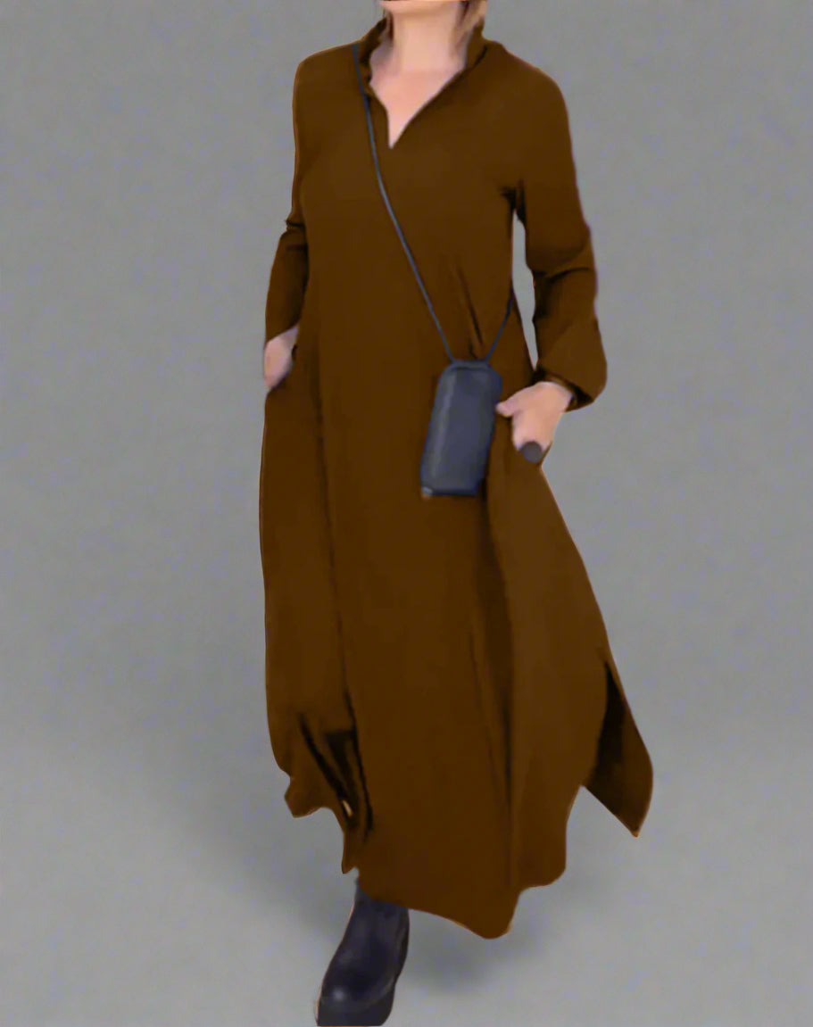 Sabine | Lockeres Langes Kleid mit Schlitz