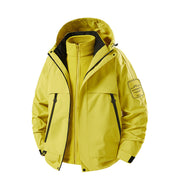 Herren multifunktionale Wasserfeste Softshell-Regenjacke mit abnehmbarer Fleece-Innenjacke Nord Taschen – Neongrün (Fleece 3-in-1)