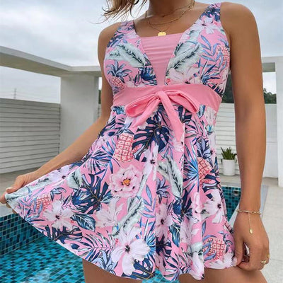Trendiger Tankini mit Print und Rockstil-Spitze – Zamira