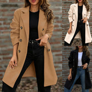 Damen zweireihiger Wollmix-Kurzmantel mit Reverskragen Nord Taschen – Gewicht S:615g–3XL:680g