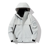 Herren multifunktionale Wasserfeste Softshell-Regenjacke mit abnehmbarer Fleece-Innenjacke Nord Taschen – Mondweiß (Einzellayer Hardshell)