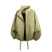 Herren Übergroße Windbreaker-Bomberjacke mit Kordelzug und Stehkragen Nord Taschen – Grasgrün
