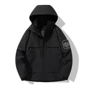 Herren multifunktionale Wasserfeste Softshell-Regenjacke mit abnehmbarer Fleece-Innenjacke Nord Taschen – Tech-Schwarz [Einzel-Shelljacke]