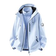 Herren Wasserdichte Softshell-Jacke mit Kapuze und atmungsaktiver Membran Nord Taschen – Eischrysanthemenblau (Fleece-Futter)