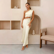 Asymmetrisches Brautkleid aus Spitze für Damen – Eleganter, moderner Brautstil – Hellgelb