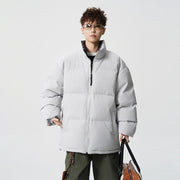 Herren Kurz geschnittene Oversize Steppjacke mit hohem Kragen Nord Taschen – Hellwolkengrau