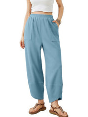 Damen Culotte-Hose mit elastischem Bund und aufgesetzten Taschen Nord Taschen – Hellblau - Tagesversand
