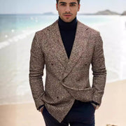 Herren Doppelreihiges Tweed-Sakko mit markantem Revers und taillierter Silhouette Nord Taschen – Braun