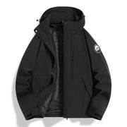 Damen Wasserfeste technische Kapuzenjacke mit verschweißten Nähten und verstellbaren Bündchen Nord Taschen – Schwarz