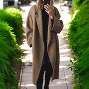 Damen Oversize-Longcoat aus Wollmix mit überschnittener Schulter und minimalistischer Knopfleiste Nord Taschen – Braun