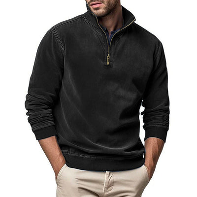 Herren pflegeleichter Fleece-Pullover mit Stehkragen Aliams