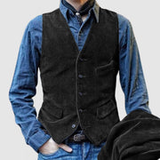 Herren Kordweste im Vintage-Look mit Pattentaschen und taillierter Silhouette Nord Taschen – Schwarz