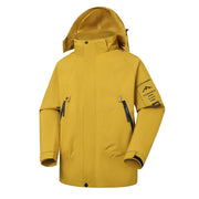 Herren Wasserdichte Softshell-Outdoorjacke mit verstellbarer Kapuze und versiegelten Nähten Nord Taschen – Ingwergelb