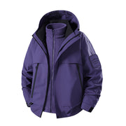 Herren multifunktionale Wasserfeste Softshell-Regenjacke mit abnehmbarer Fleece-Innenjacke Nord Taschen – Nachtviolett【Fleece-3-in-1】