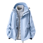 Herren wasserdichte Outdoorjacke mit abnehmbarer Fleece-Innenjacke Nord Taschen – Daunen-Innenfutter – Fernblau