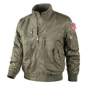 Herren Bomberjacke im Pilotendesign mit Multifunktionstaschen – Khaki