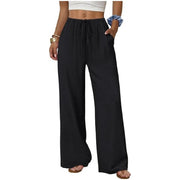 Damen Weite Loungewear-Hose mit Tunnelzug Nord Taschen – Schwarz