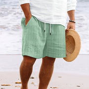 Niklas | Herren Gestreifte Kordelzug Locker sitzende Strandshorts – Grasgrün