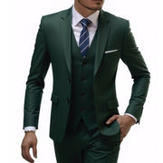 Herren nan dreiteiliges Slim-Fit Anzugset mit Weste, schmalem Revers und taillierter Silhouette - Vittorelli – Militärgrün