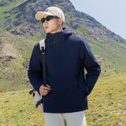 Herren Leichter wasserdichter Parka mit verstellbarer Kapuze und verdecktem Reißverschluss Nord Taschen – Dunkelblau (Herren, Entendaune)