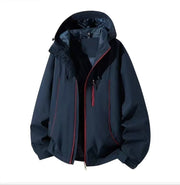 Herren Wasserdichte Kapuzen-Softshelljacke mit winddichtem Schnitt und Reißverschluss Nord Taschen – Dunkelblau