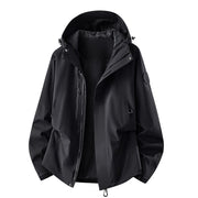 Damen technische dreilagige Softshell-Regenjacke mit getapten Nähten und Multifunktions-Taschen Nord Taschen – Schwarz