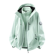 Herren Wasserdichte Softshell-Jacke mit Kapuze und atmungsaktiver Membran Nord Taschen – Salznebelgrün (Fleece-Innenjacke)