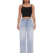 Damen Weite High‑Waist Schlagjeans aus Stretch Denim Nord Taschen – Hellblau