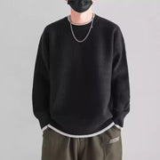 Herren Modischer Rippstrickpullover mit Rundhalsausschnitt Nord Taschen – Schwarz