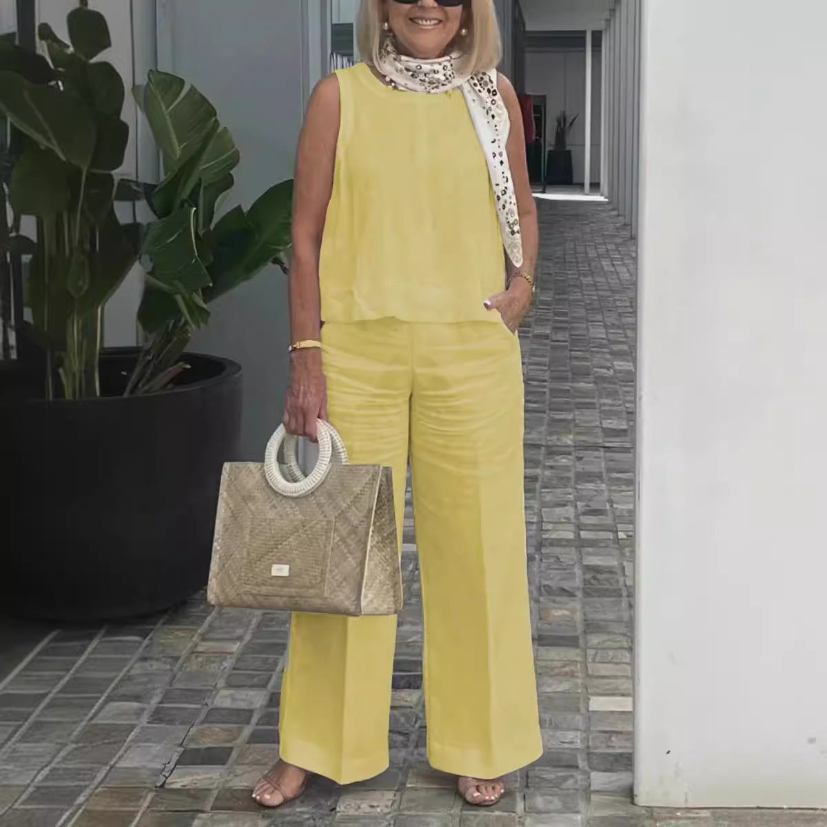 Leinen-Set mit ärmellosem Top | Weite Hose | Sommerlicher Chic