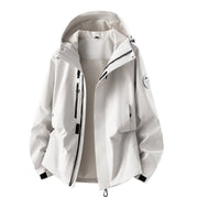 Herren wasserdichte Outdoorjacke mit abnehmbarer Fleece-Innenjacke Nord Taschen – Einzeljacke - Perlmuttweiß