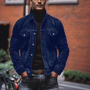 Herren Feincord-Truckerjacke mit Brustpattentaschen und taillierter Silhouette Nord Taschen – Blau