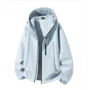 Herren Wasserdichte Kapuzen-Softshelljacke mit winddichtem Schnitt und Reißverschluss Nord Taschen – Mondblau