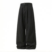 Damen Extraweite High-Waist Palazzo-Hose aus Canvas mit Bundfalten und Utility-Detail Nord Taschen – Reaktivschwarz