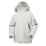 Herren Wasserdichte Softshell-Outdoorjacke mit verstellbarer Kapuze und versiegelten Nähten Nord Taschen – Weiß