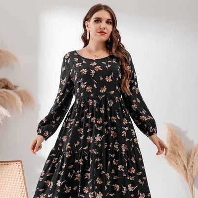 Maxikleid mit Blumenprint | Langarm | Fließende Silhouette