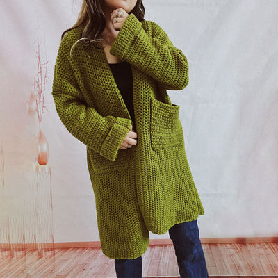 Strickcardigan mit Taschen | Grobstrick | Langer Schnitt