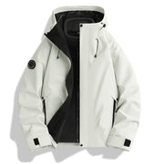 Herren wasserdichte Softshelljacke mit Kapuze und Fleece-Innenfutter Nord Taschen – Hellaprikose [Fleece 3‑in‑1]