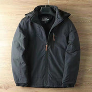 Herren wasserabweisende Allwetter-Trekkingjacke mit Kapuze – Schwarz