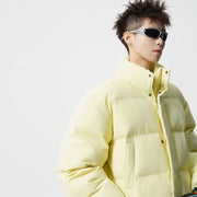 Herren Kurz geschnittene Oversize Steppjacke mit hohem Kragen Nord Taschen – Hellgelb