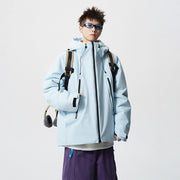 Herren wattierte, wasserabweisende Tech-Outdoorjacke mit Kapuze Nord Taschen – Beibei-Blau