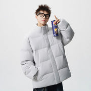 Herren Kurz geschnittene Oversize Steppjacke mit hohem Kragen Nord Taschen – Hellgrau