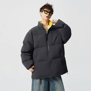 Herren Kurz geschnittene Oversize Steppjacke mit hohem Kragen Nord Taschen – Dunkelgrau