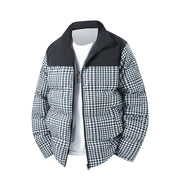 Herren Karierte Kurze Steppjacke mit Taschen – Hellgrün