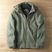 Herren wasserabweisende Allwetter-Trekkingjacke mit Kapuze – Olivgrün