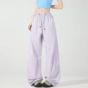 Damen weite technische Cargohose mit Kordelzugbund Nord Taschen – Rosa-Violett