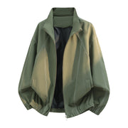 Herren Oversize-Leichtblouson mit Stehkragen und elastischem Saum – Militärgrau