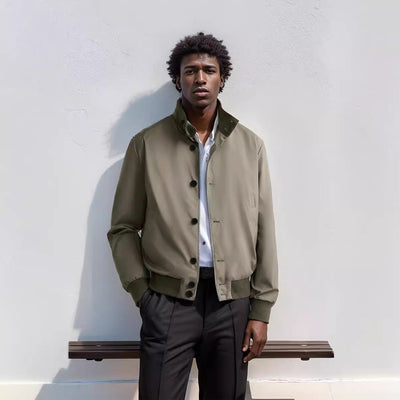 Herren moderne Utilityjacke mit praktischen Taschen und elastischem Bund Aliams