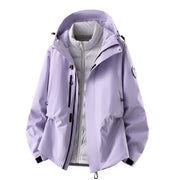 Herren wasserdichte Outdoorjacke mit abnehmbarer Fleece-Innenjacke Nord Taschen – Flieder (Daunenfutter)